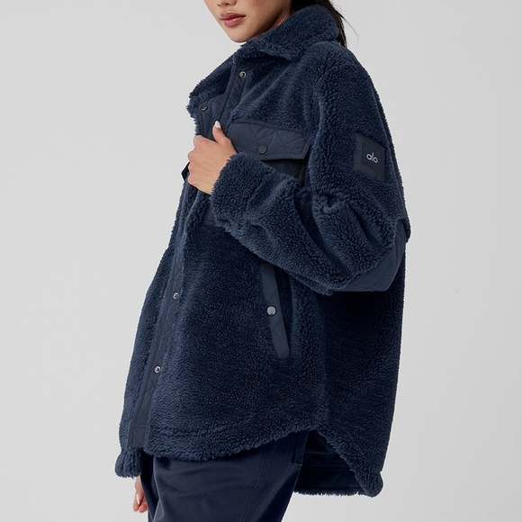 ALO Sherpa Edge Shacket Size Small Limited Edition Navy - Picture 2 of 6